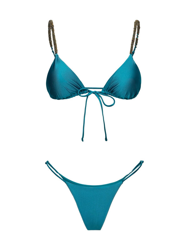 Me Fui Bikini Donna Petrolio Triangolo con Slip Fisso  MF26-SW0120PT