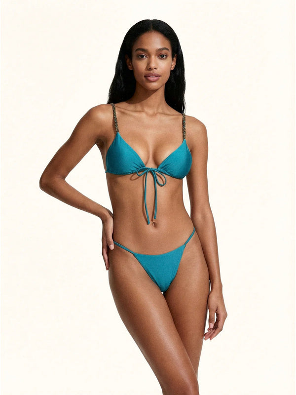 Me Fui Bikini Donna Petrolio Triangolo con Slip Fisso  MF26-SW0120PT