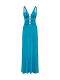 Abito Lungo Donna Me Fui Petrolio in Jersey Lycra con Schiena Scoperta  MF26-SW0126PT