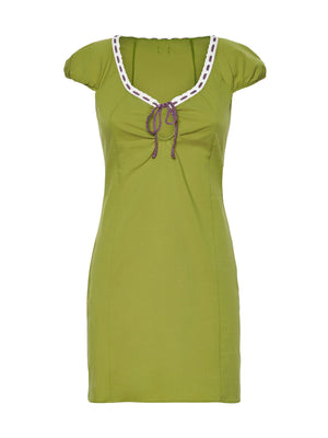 Abito Corto Donna Me Fui Verde Militare Aderente con Maniche Corte  MF26-SW0216MG