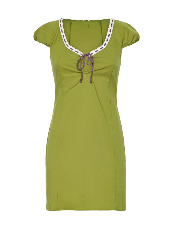 Abito Corto Donna Me Fui Verde Militare Aderente con Maniche Corte  MF26-SW0216MG
