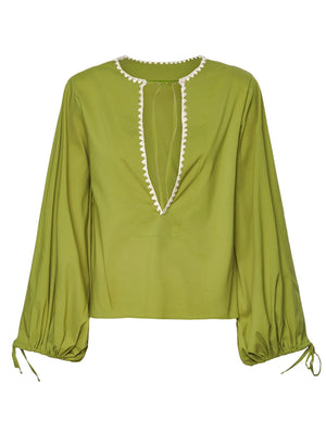 Me Fui Camicia Donna Verde Militare in Cotone con Ricami  MF26-SW0217MG