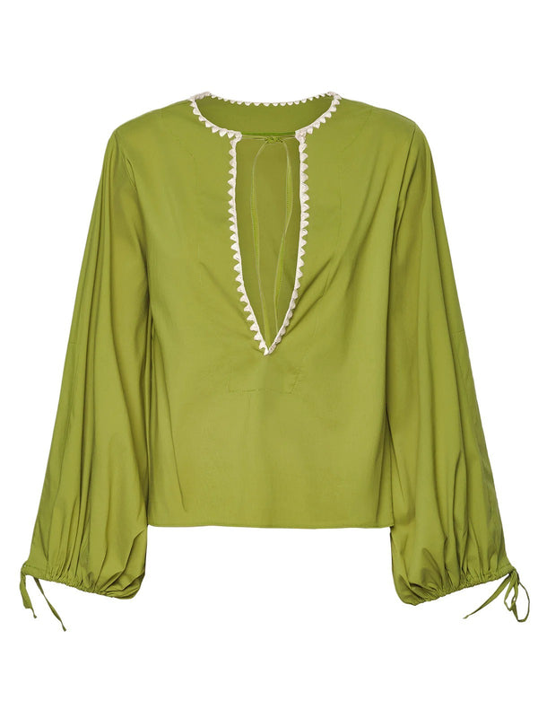Me Fui Camicia Donna Verde Militare in Cotone con Ricami  MF26-SW0217MG