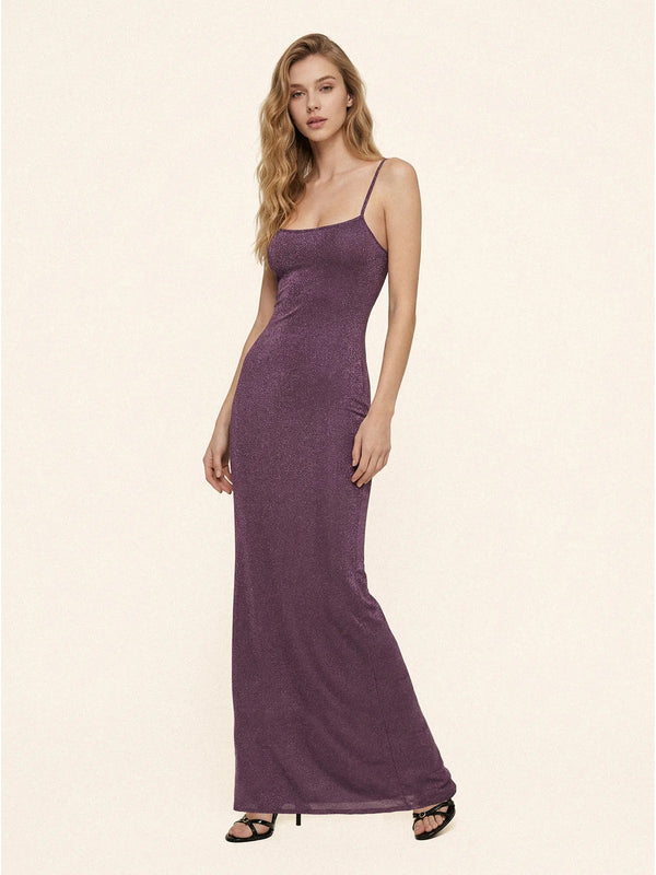 Me Fui Abito Lungo Donna Lurex Bordeaux Brillante  MF26-SW0239BD
