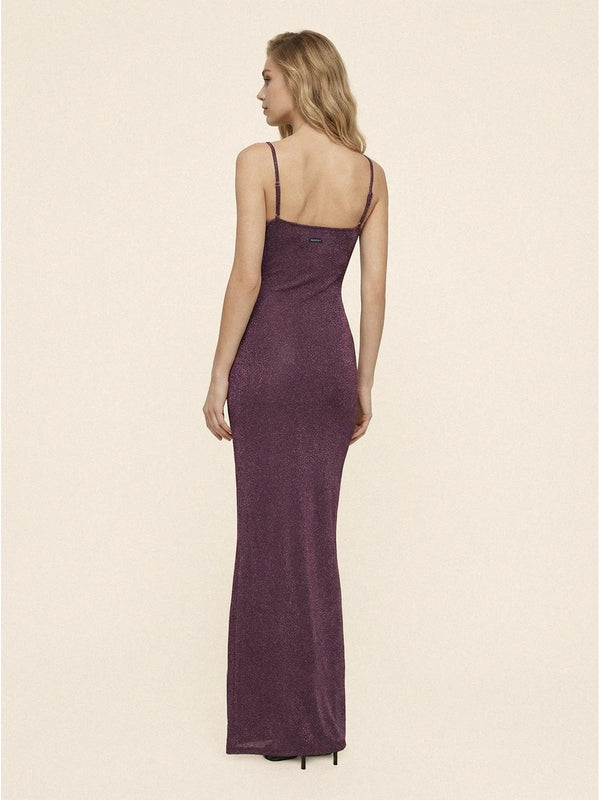 Me Fui Abito Lungo Donna Lurex Bordeaux Brillante  MF26-SW0239BD
