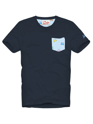 Mc2 Saint Barth Cotton T Shirt With Printed Details Blanche 61 Pinchy Multi Stripes 30 - Bla0001