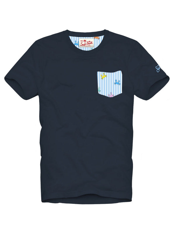 Mc2 Saint Barth Cotton T Shirt With Printed Details Blanche 61 Pinchy Multi Stripes 30 - Bla0001