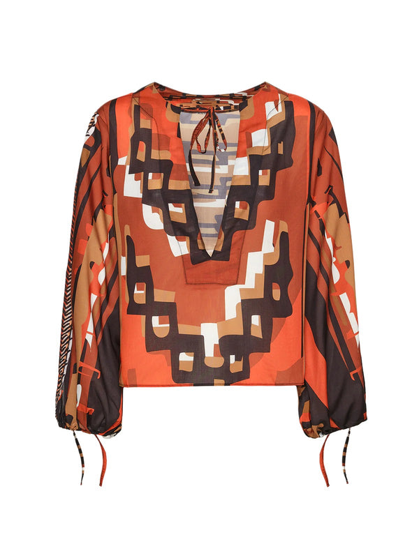 Camicia Donna Me Fui Fantasia Geometrica Multicolore MF26-SW0416X21