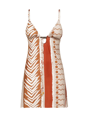 Abito Corto Donna Me Fui Fantasia Etnica Terracotta MF26-SW0425X2
