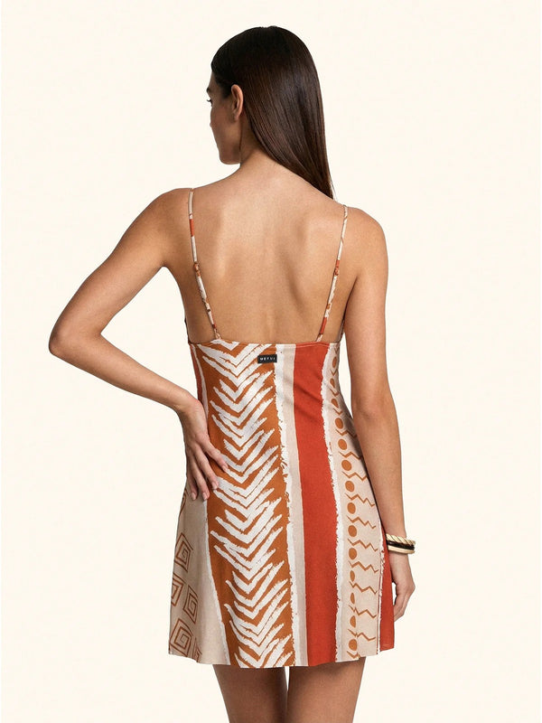 Abito Corto Donna Me Fui Fantasia Etnica Terracotta MF26-SW0425X2