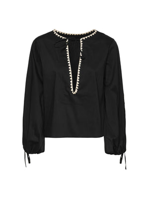 Blusa Donna Me Fui Nera Elegante con Scollo a V - MF26-SW0427BK