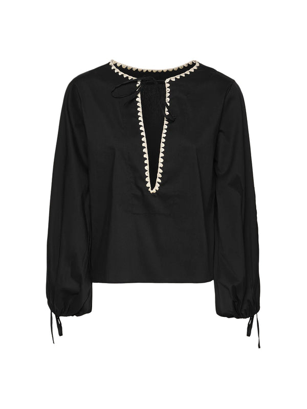 Blusa Donna Me Fui Nera Elegante con Scollo a V - MF26-SW0427BK