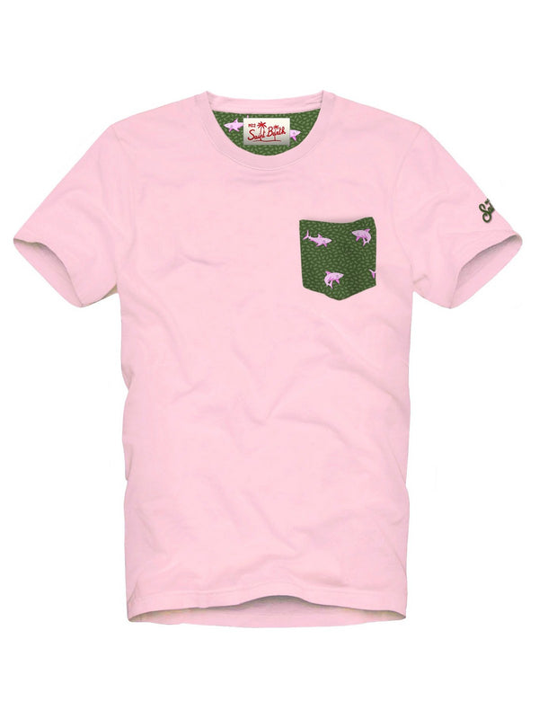 Mc2 Saint Barth Cotton T Shirt With Printed Details Blanche 21 Shark On Shark 5221 - Bla0001
