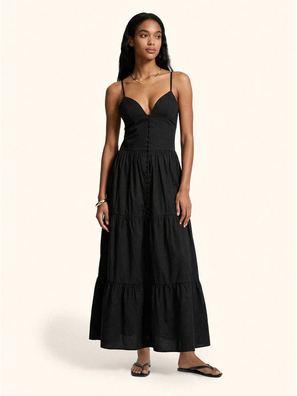 Abito Lungo Donna Me Fui Nero Elegante MF26-SW0429BK