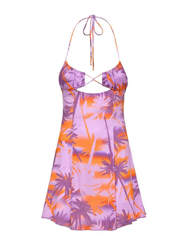 Abito Corto Donna Me Fui Fantasia Tropicale Viola MF26-SW0807X41