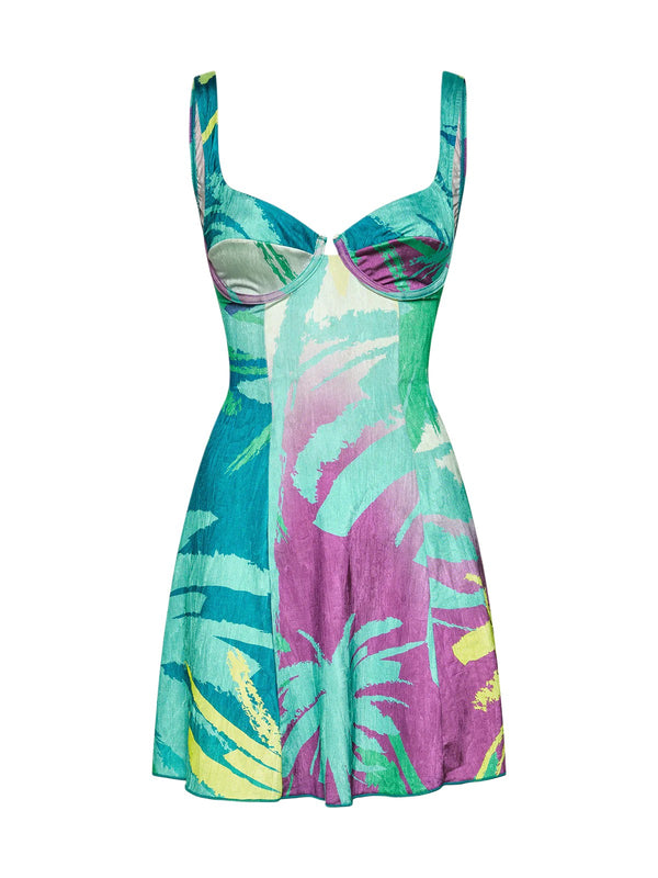 Abito Corto Donna Me Fui Fantasia Tropicale Azzurro MF26-SW0828X44