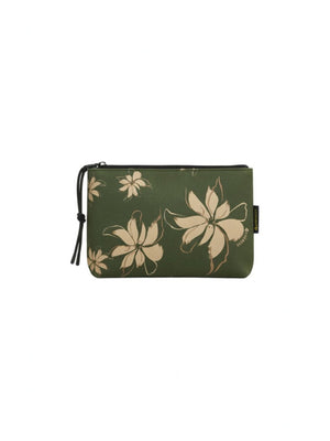 4Giviness Pochette Beauty Uomo Fantasia Floreale Verde Army in Neoprene 126MACPO6306-083