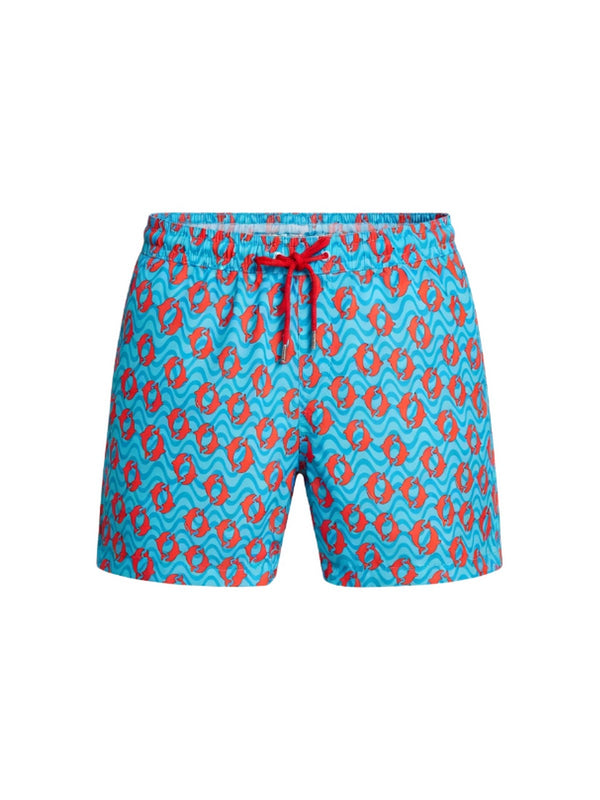 4Giviness Costume Mare Uomo Azzurro Fantasia Delfini Short Corto 126MBWSO6312-064