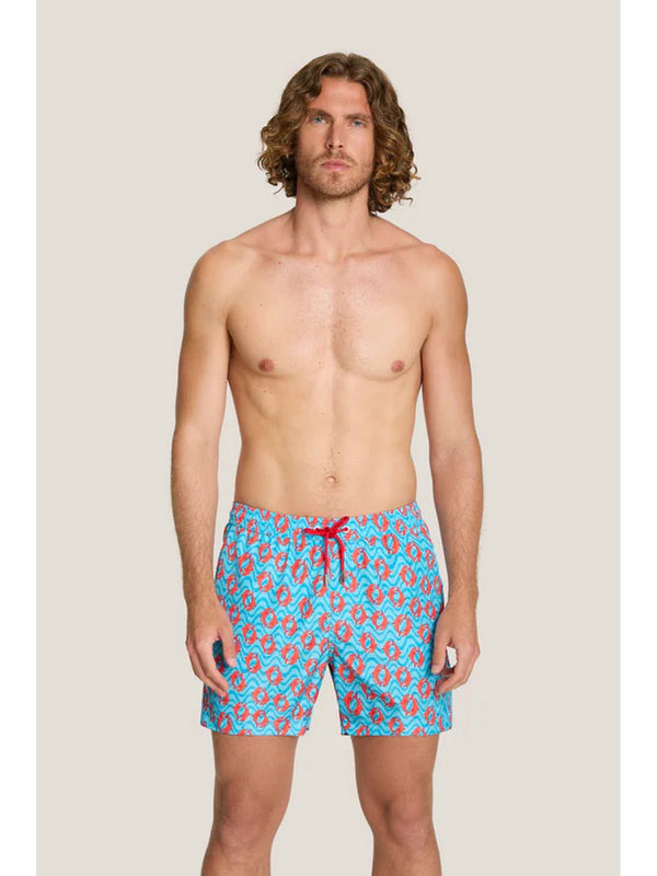 4Giviness Costume Mare Uomo Azzurro Fantasia Delfini Short Corto 126MBWSO6312-064