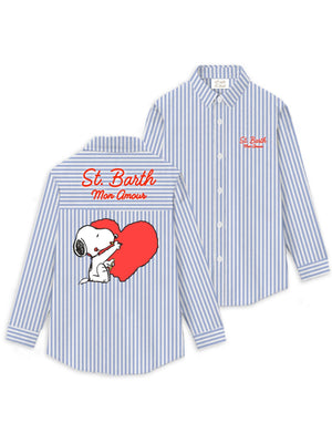 MC2 Saint Barth | Camicia Brigitte Righe Blu Snoopy Amour BRIG005