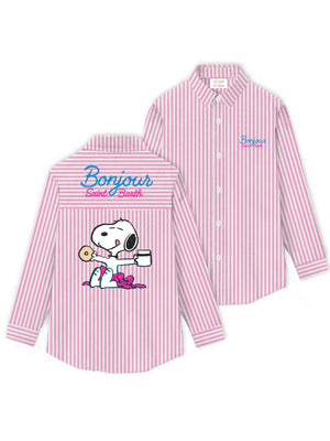 MC2 Saint Barth | Camicia Brigitte Righe Rosa Snoopy Bonjour BRIG005