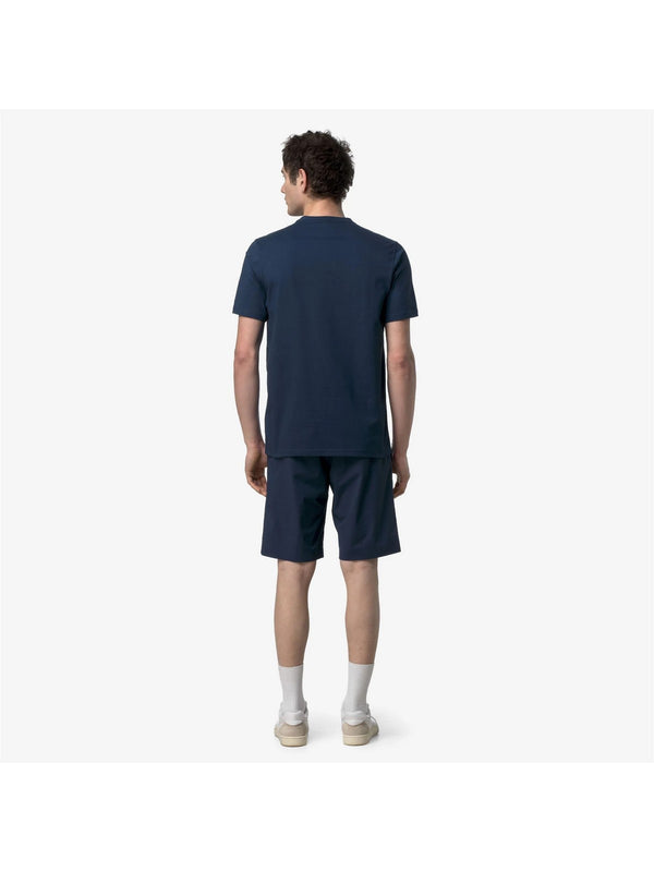 K-Way T-Shirt Uomo Odom Jersey Micro Lettering Slim Blu Insignia K81489W-B67