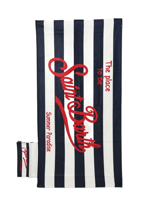 MC2 Saint Barth Telo Mare Aidan Unisex Righe Blu e Bianche con Logo AID0001 00717L