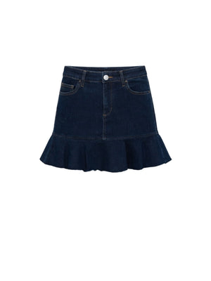 Liu Jo Gonna Mini Donna in Denim Blu Scuro con Balze UA6105 D4925 77000