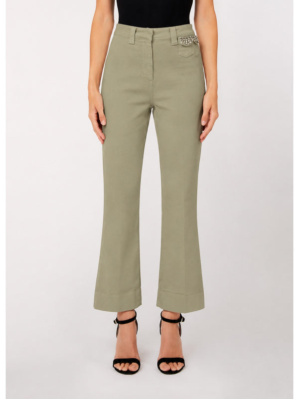 Liu Jo Pantalone Donna Ricamato Verde Salvia CA6232 T1819 P9639