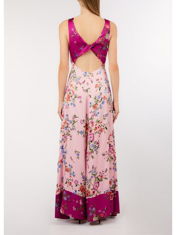 Liu Jo Abito Lungo Donna Floreale Rosa CA6297 TS562 P9668