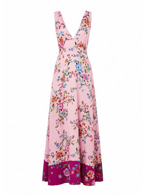 Liu Jo Abito Lungo Donna Floreale Rosa CA6297 TS562 P9668