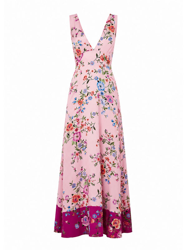 Liu Jo Abito Lungo Donna Floreale Rosa CA6297 TS562 P9668