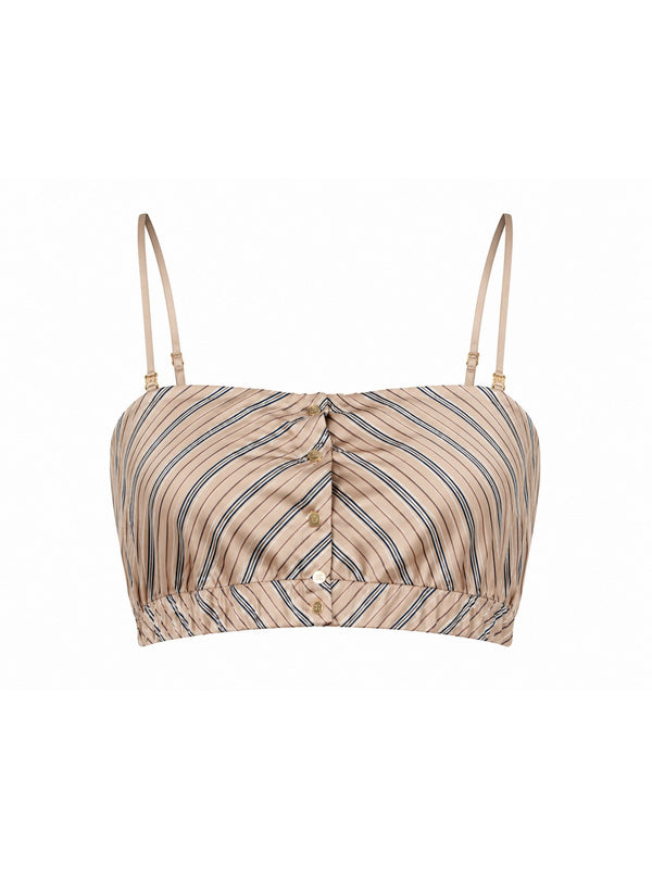 Liu Jo Top Donna a Righe Beige con Spalline CA6327 TS555 P9577