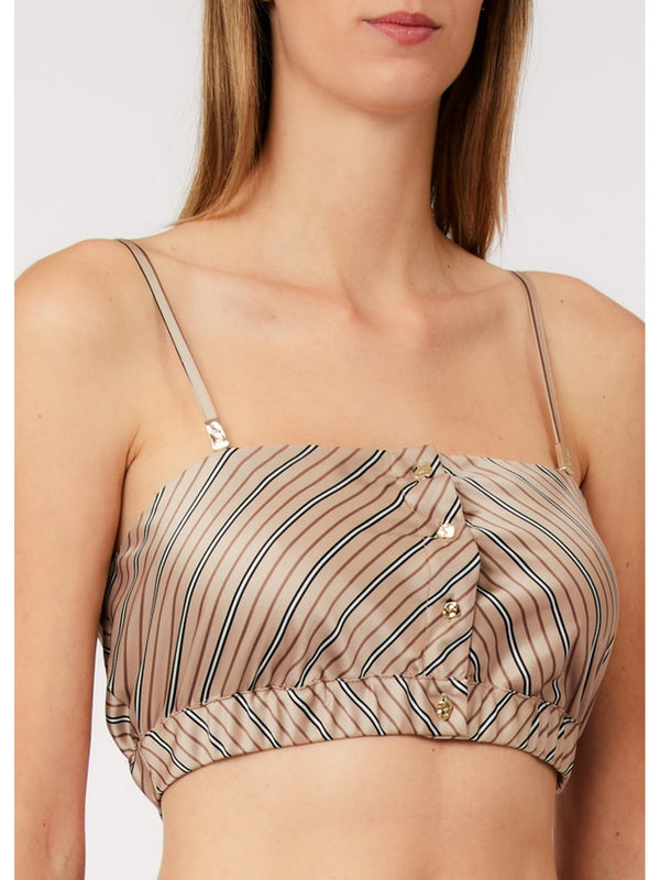 Liu Jo Top Donna a Righe Beige con Spalline CA6327 TS555 P9577