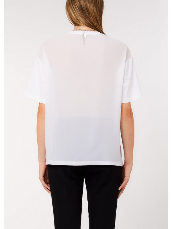 Liu Jo T-Shirt Donna Bianca con Collana Gioiello CA6361 J0088-11111