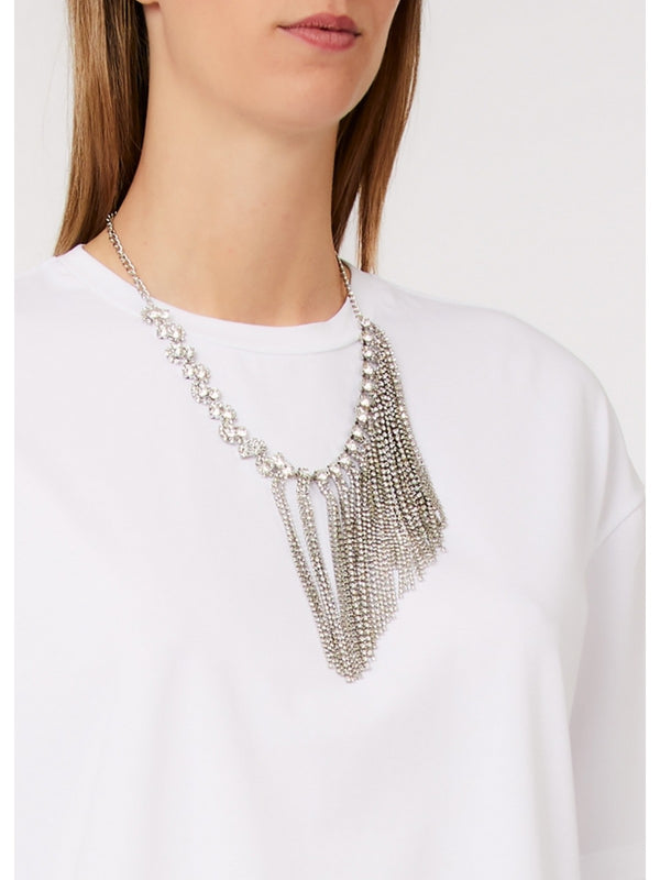 Liu Jo T-Shirt Donna Bianca con Collana Gioiello CA6361 J0088-11111
