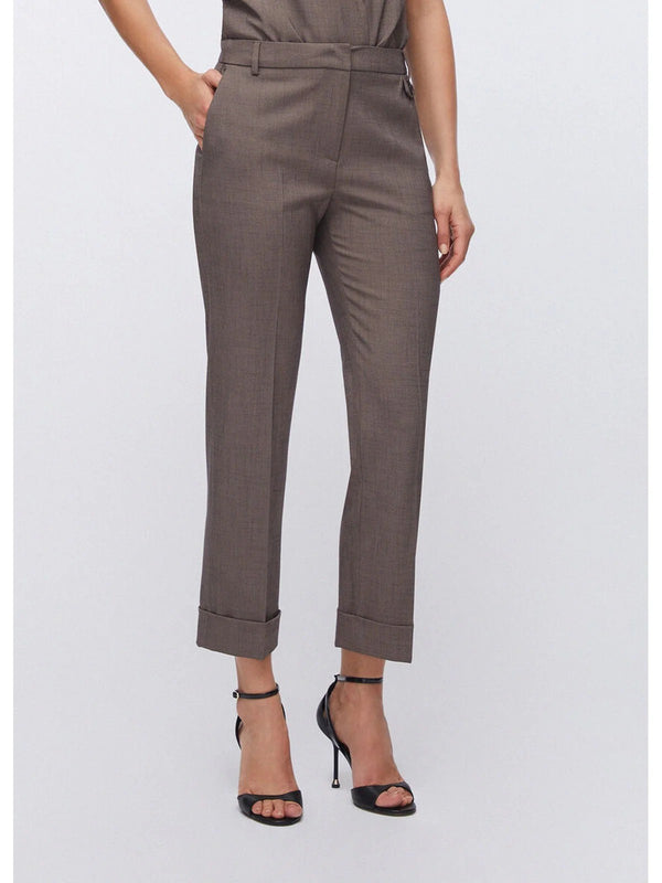 Liu Jo Pantalone Donna Dritto con Risvolto Tortora Mélange CA6367 T577A P9578