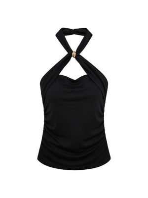 Liu Jo Top Nero Donna Halter con Accessorio Gioiello WA6520 J3890-22222