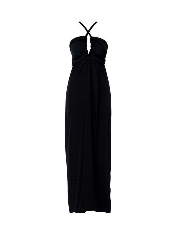Liu Jo Abito Lungo Donna Nero Halter con Cut-Out VA6110 T2920-22222