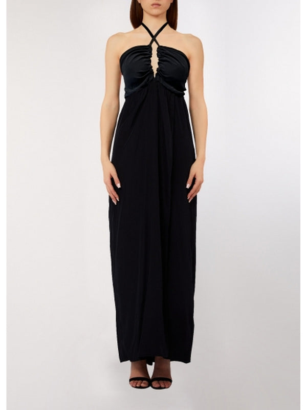 Liu Jo Abito Lungo Donna Nero Halter con Cut-Out VA6110 T2920-22222