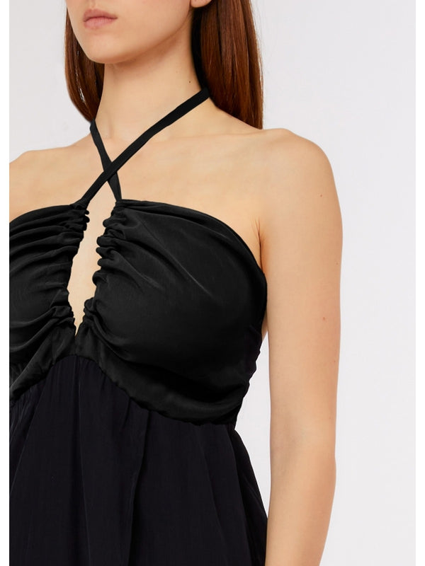 Liu Jo Abito Lungo Donna Nero Halter con Cut-Out VA6110 T2920-22222