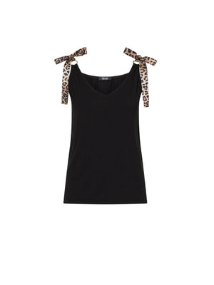 Liu Jo ECS TOP C/SPALLINE ST.ALL OVER Nero/animalier VA6114 JS360-Y9908