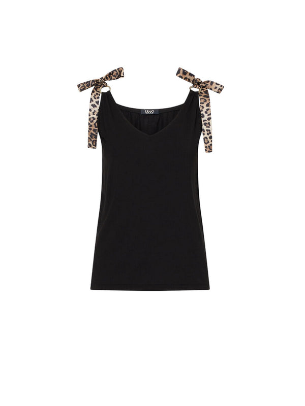 Liu Jo ECS TOP C/SPALLINE ST.ALL OVER Nero/animalier VA6114 JS360-Y9908