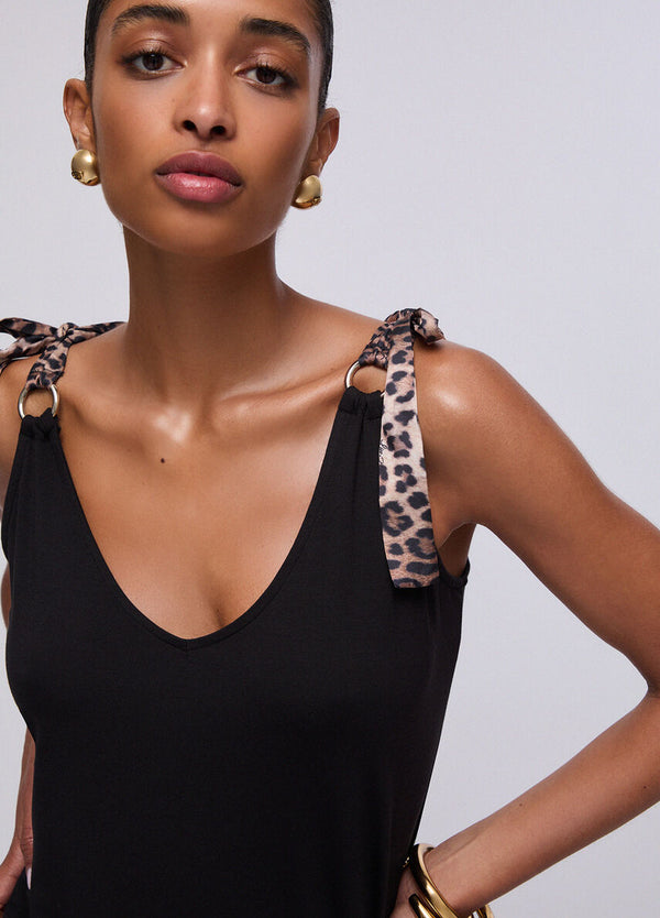 Liu Jo ECS TOP C/SPALLINE ST.ALL OVER Nero/animalier VA6114 JS360-Y9908