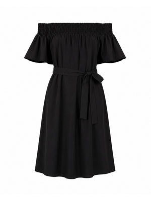 Liu Jo Abito Donna Nero Scollo Bardot con Cintura VA6155 TS330-22222