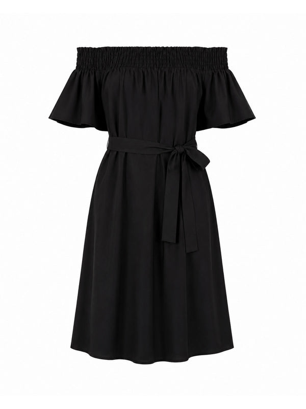 Liu Jo Abito Donna Nero Scollo Bardot con Cintura VA6155 TS330-22222