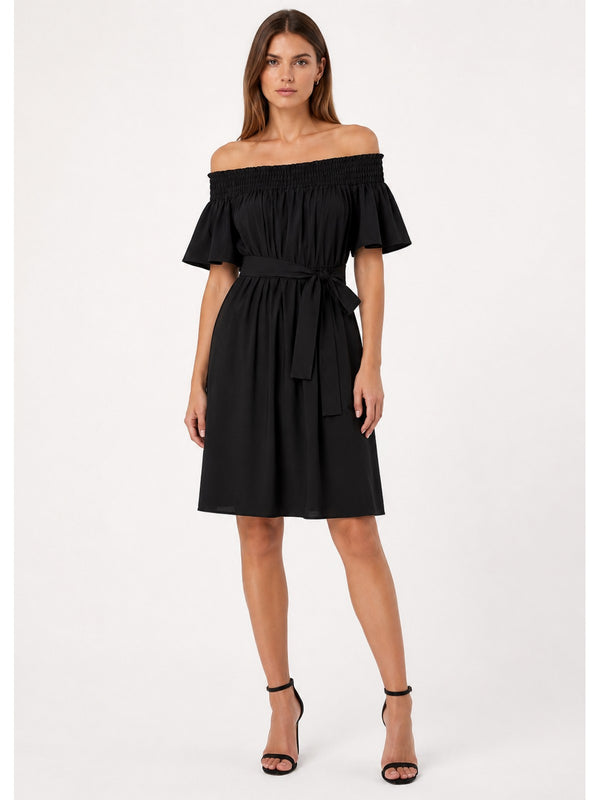 Liu Jo Abito Donna Nero Scollo Bardot con Cintura VA6155 TS330-22222