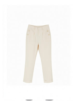 Liu Jo Pantalone Donna White Milk Lungo con Risvolto TA6255 TS922-10105