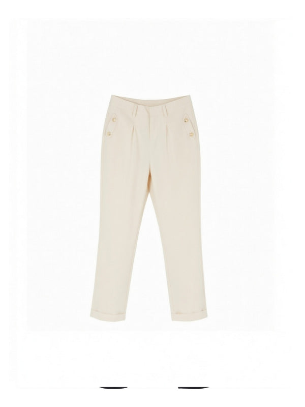 Liu Jo Pantalone Donna White Milk Lungo con Risvolto TA6255 TS922-10105