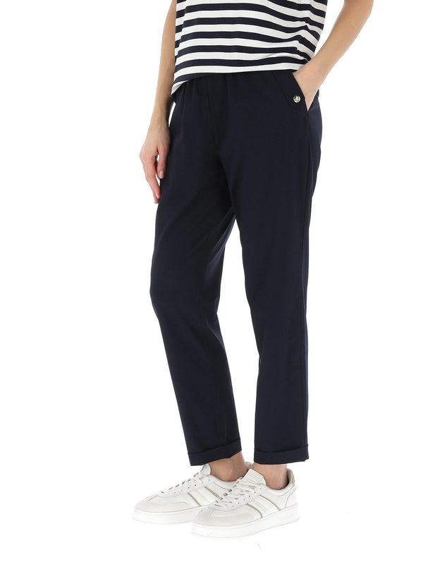 iu Jo Pantalone Donna Nero Lungo con Risvolto TA6255 TS922-22222